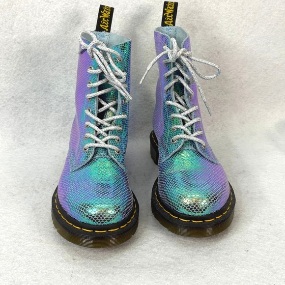 Dr Martens 1460 Pascal Mermaid Iridescent Texture Combat Boots Women US 5 - Picture 3 of 6